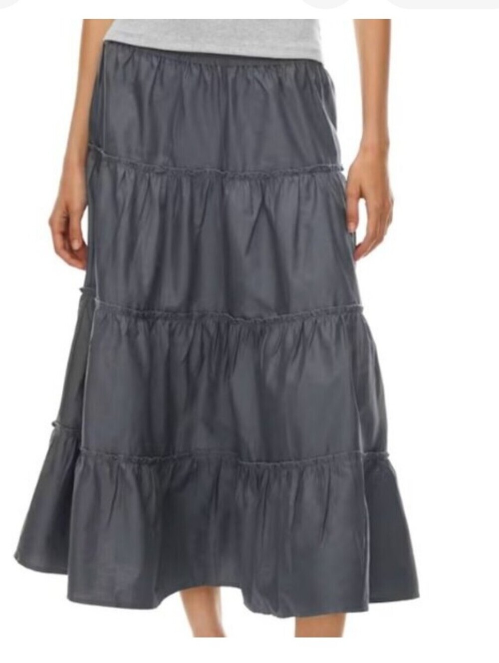 ARITZIA Sunday Best Grey Tiered Maxi Skirt Large